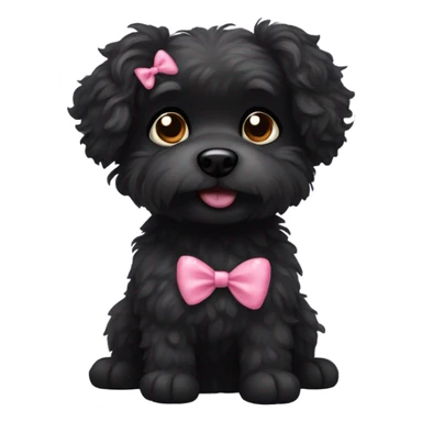 Black fluffy dog with hair bow  sticker