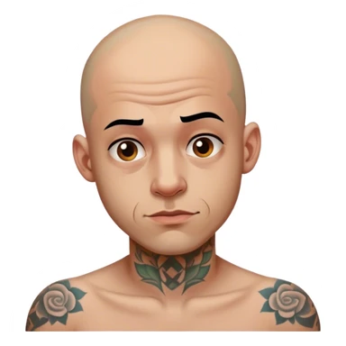 A wannabe gangster with cringe tattoos and is bald  sticker