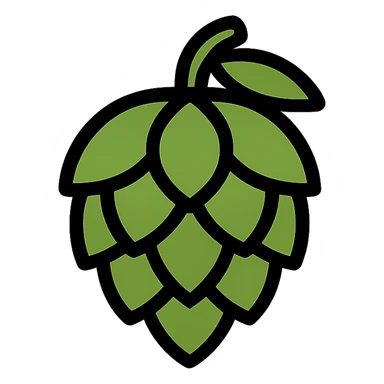 modern icon style hop flower, simple, natural colors, transparent background sticker