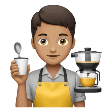 Бариста делает кофе. Цветовая палитра: #FFFFFF, #F7FD02, #D3D3D3, #242424 sticker