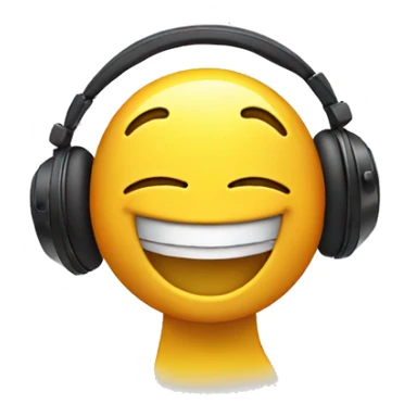 laughing emoji with headphones sticker