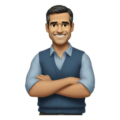 Pedro Sánchez smiling with arms crossed sticker