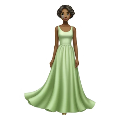 graceful young lady in a light green full-length dress sticker