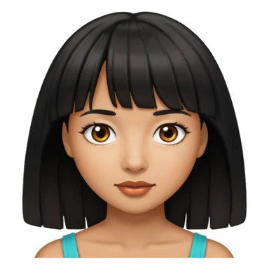 Woman a little tan with black hairs and bangs sticker