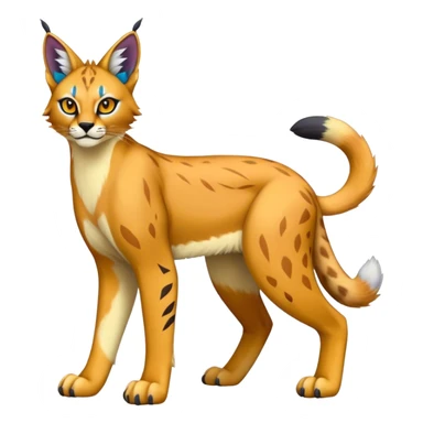A colorful lynx-caracal-serval-fakemon-Digimon-creature-hybrid sticker