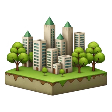 a piece of land with trees and buildings sticker