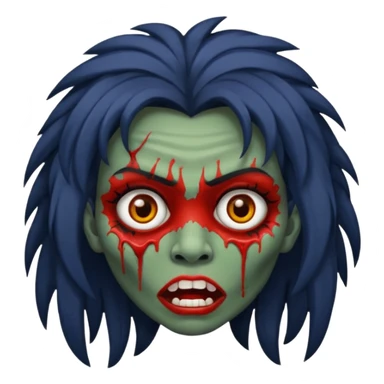 Faça uma mulher zumbi com o cabelo cacheado médio, e uma franja cacheada sticker