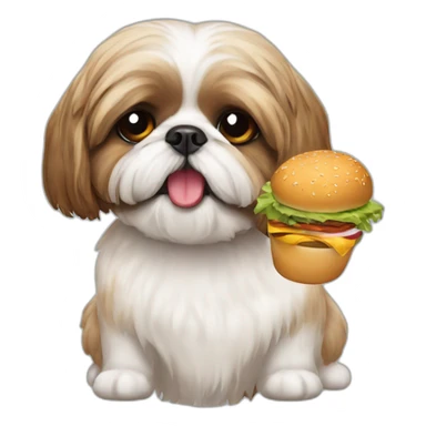 Shih tzu eating burger sticker