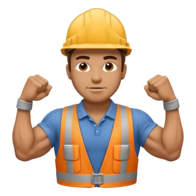 construction worker flexing his muscles sticker