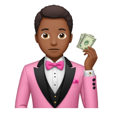 ambitious thinking about money, black person, pink tuxedo sticker