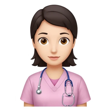 gastroenterologist with dark hair and brown eyes, light pink theme sticker