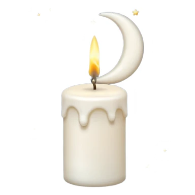 white candle with a moon and stars sticker