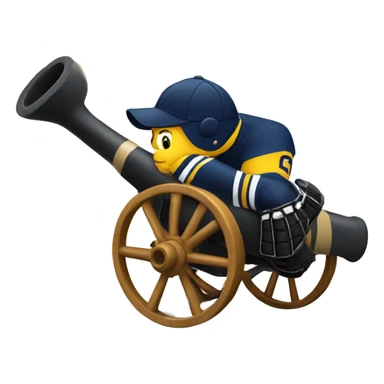 Cannon with hockey player sticker