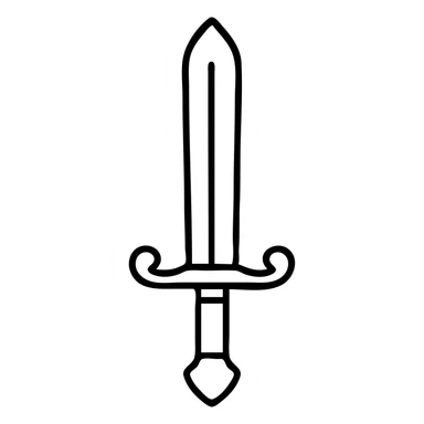 Simple golden sword outline, fantasy blade with decorative hilt sticker