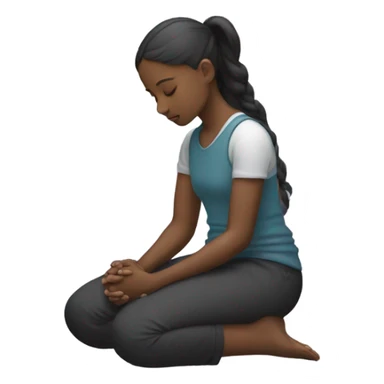 girl praying with head to ground sticker