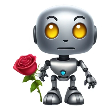 cute-robot-holds-a-rose sticker