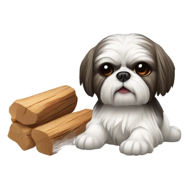 Evil shih tzu eating wood  sticker
