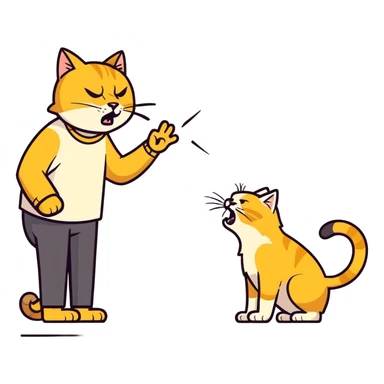 golden cat ￼ yelling at old blind man ￼ sticker