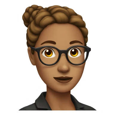 woman with glasses and freckles, with brown bun sticker