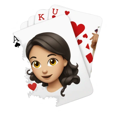 brunette girl playing cards  sticker