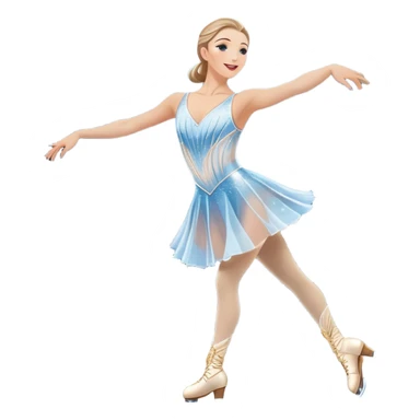 An icon featuring a graceful figure skater in an elegant pose, gliding across the ice at Madison Square Garden. Spotlights shine down, illuminating the sparkling ice and a cheering audience. The background showcases the grand arena's architecture. Transparent background. sticker