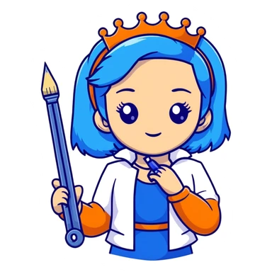 Evie from Descendants, blue hair, royal princess style, fashion designer sticker