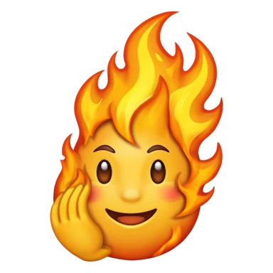 fire emoji with arm behind it behind it sticker