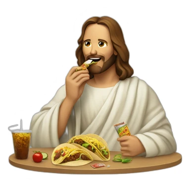 Jesus Christ eating tacos and cigarettes sticker