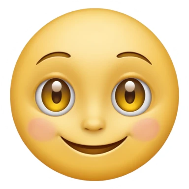 Emoji, yellow round smiling face, curved eyes sticker