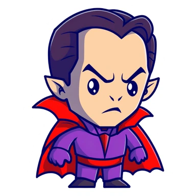 Dracula with slicked back hair and vampire cape sticker