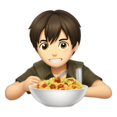 Eren jeager eating food sticker