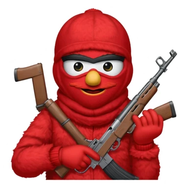 elmo with an AK47 and an bivak sticker