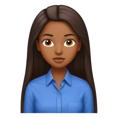 black girl working in colored formal shirt and long sleek hair sticker