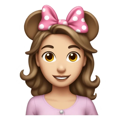 Brown hair white girl wearing Minnie ears sticker