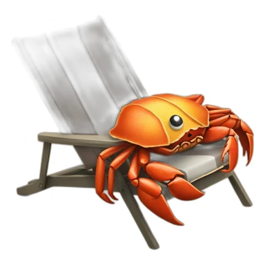 huge crab with huge taco, lying in two chairs at the beach sticker