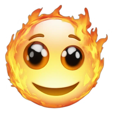 3d sphere with a cartoon fire texture with big thoughtful eyes sticker
