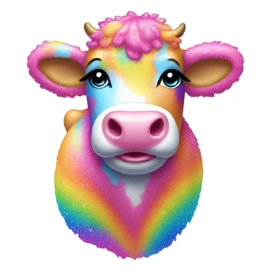 Lisa frank glitter rainbow fluffy cow sticker