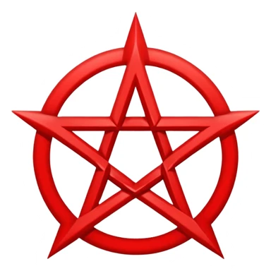 Inverted (point facing down), encircled pentagram, red. One circle, no additional colors. POINT FACING DOWN, not up. sticker