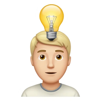 white man with light bulb over head, came up with idea sticker