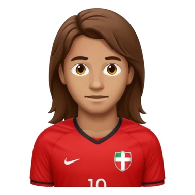 long haired soccer player with red jersey sticker
