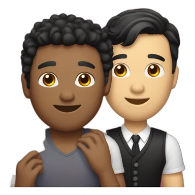 Gay couple, 1 guy Latino black straight black hair and 1 Australian white guy with blonde slightly curly hair playing cards sticker