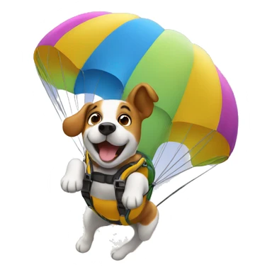 jumping dog skydiving with parachute sticker