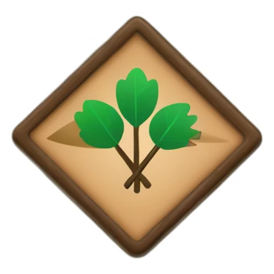 wood badge with up arrow sticker