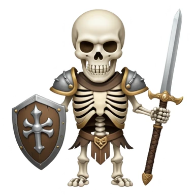 skeleton warrior with sword and shield sticker