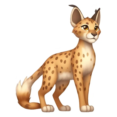 Anthro Beige-Orange-Brown Spotted Fur-Sona-Fakemon Lynx-Caracal Full Body sticker
