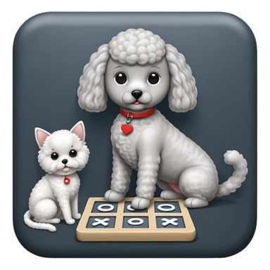 Cat playing tic-tac-toe with a poodle sticker