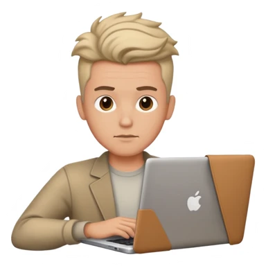 man with laptop, different hair style. sticker