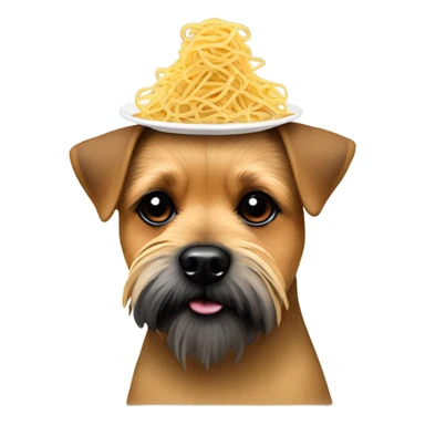 Border terrier with noodles on head sticker