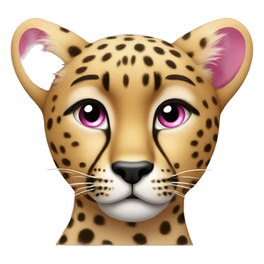 Cheetah  with a small pink bow on her ear￼ sticker
