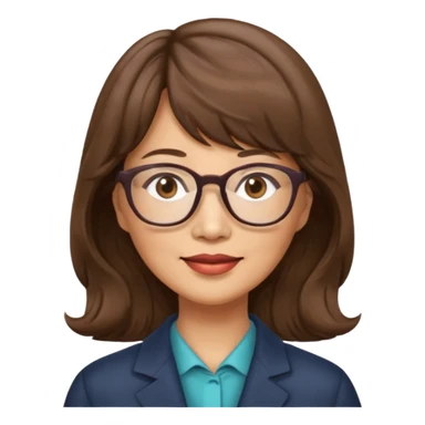 asian woman 50 yr old wavy hair bangs glasses a bit older sticker